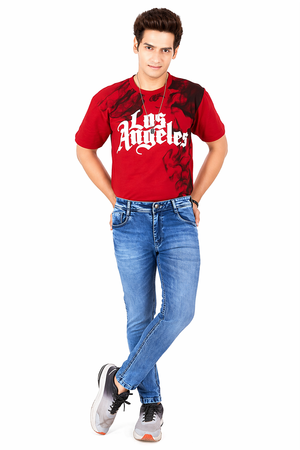 Men's Light Wash Blue Slim Fit Stretchable Denim Jeans – Premium Casual Fashion | Design No. 3483