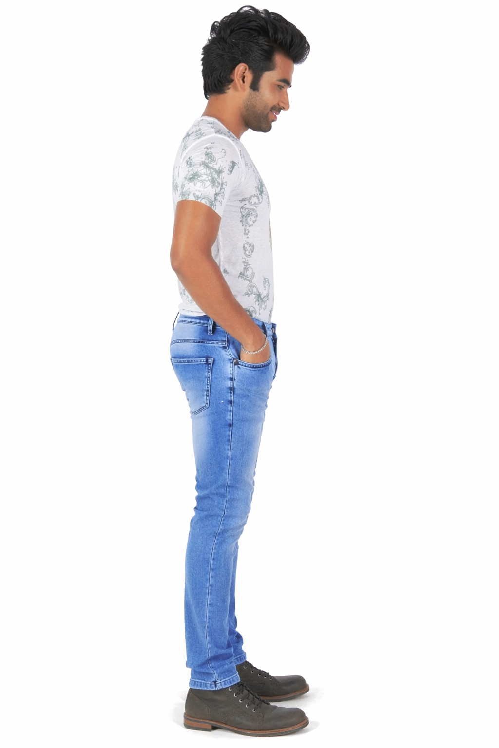 Men's Light Wash Blue Slim Fit Stretch Denim Jeans – Casual Fashion Comfortable Everyday Wear D.No 4201
