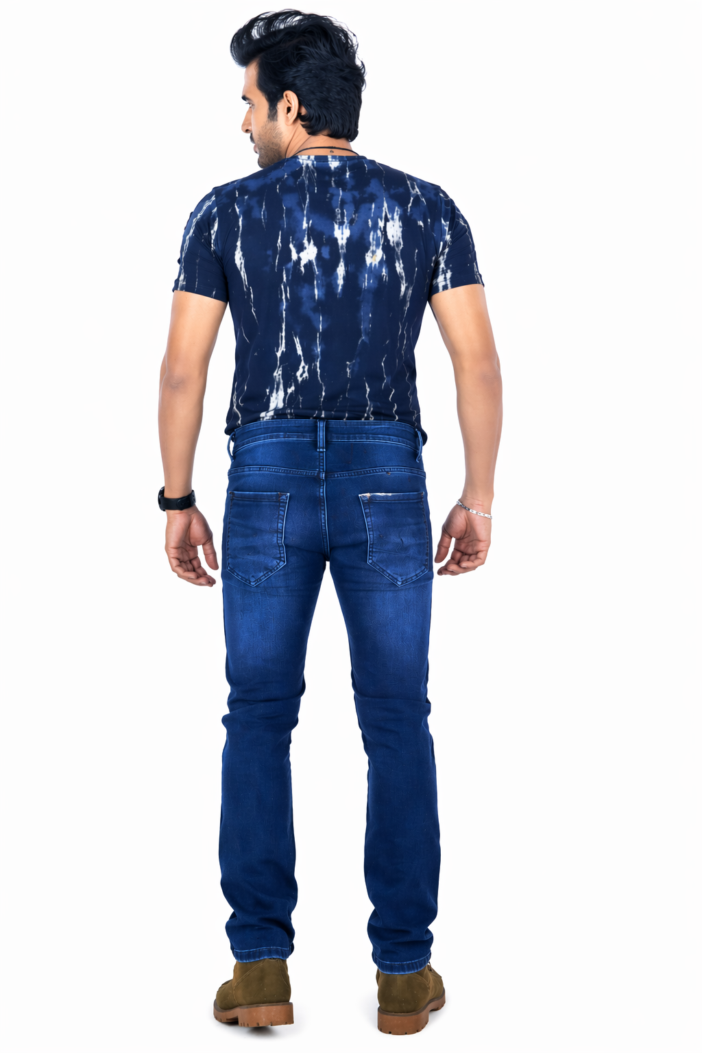 Men's Dark Wash Indigo Blue Slim Fit Stretch Denim Jeans – Stylish Casual Wear D.No.4202