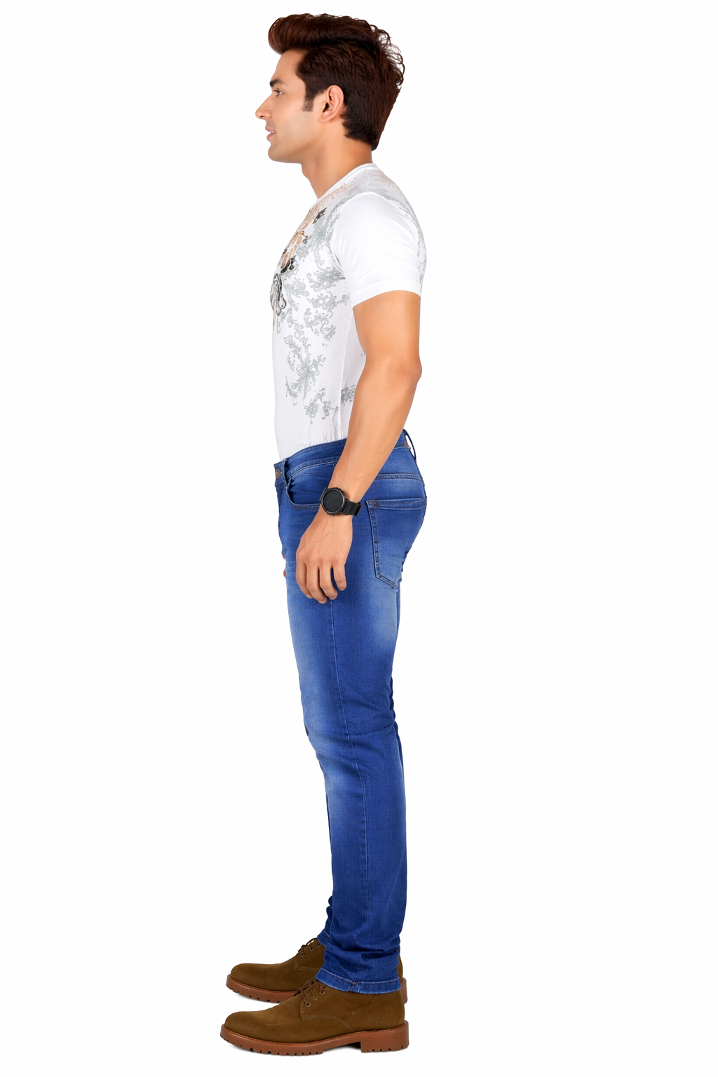 Men's Mid Wash Blue Slim Fit Stretch Denim Jeans – Casual Fashion Wear D.No.4205