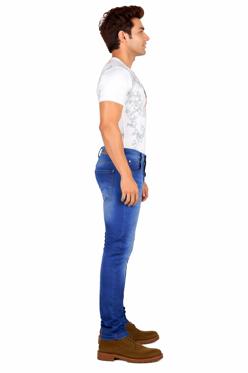 Men's Mid Wash Blue Slim Fit Stretch Denim Jeans – Casual Fashion Wear D.No.4205