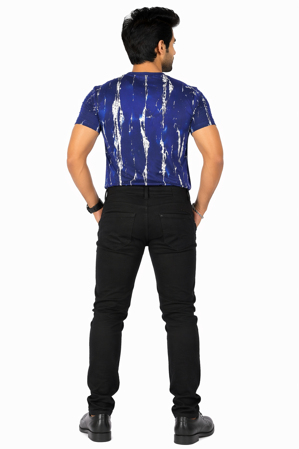 Men's Jet Black Slim Fit Stretch Denim Jeans – Premium Casual Wear D.No.4244