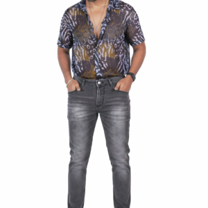 Men’s Charcoal Grey Washed Slim Fit Stretch Denim Jeans – Casual Stylish Jeans for Men D.No.4221