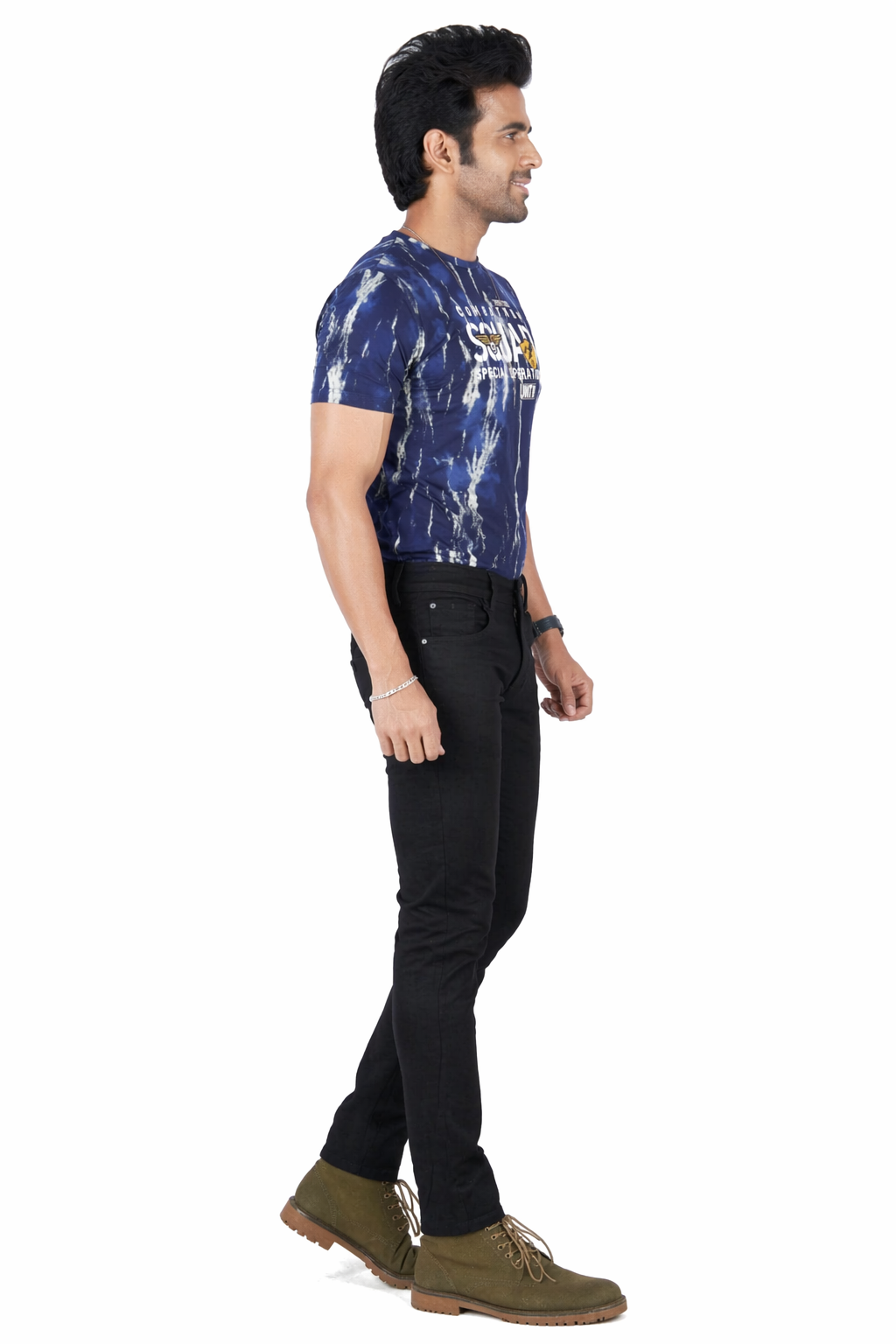 Men's Washed Black Slim Fit Stretch Denim Jeans – Casual Fashion Wear D.No.4245