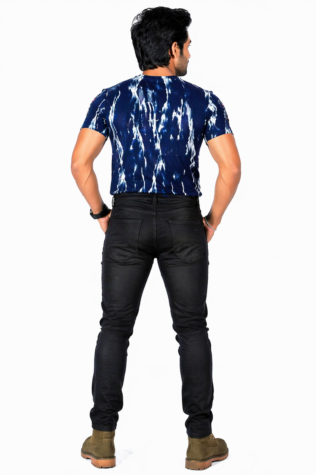 Men's Washed Black Slim Fit Stretch Denim Jeans – Casual Fashion Wear D.No.4245