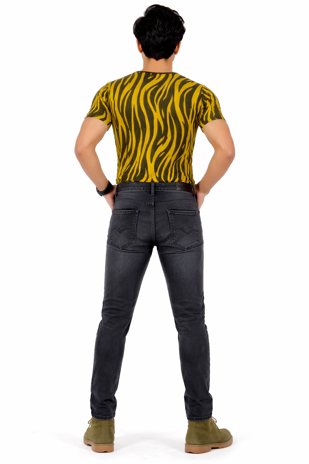 Men’s Dark Grey Washed Slim Fit Denim Jeans – Stretchable Casual Fashion Jeans for Men Design No. 4235