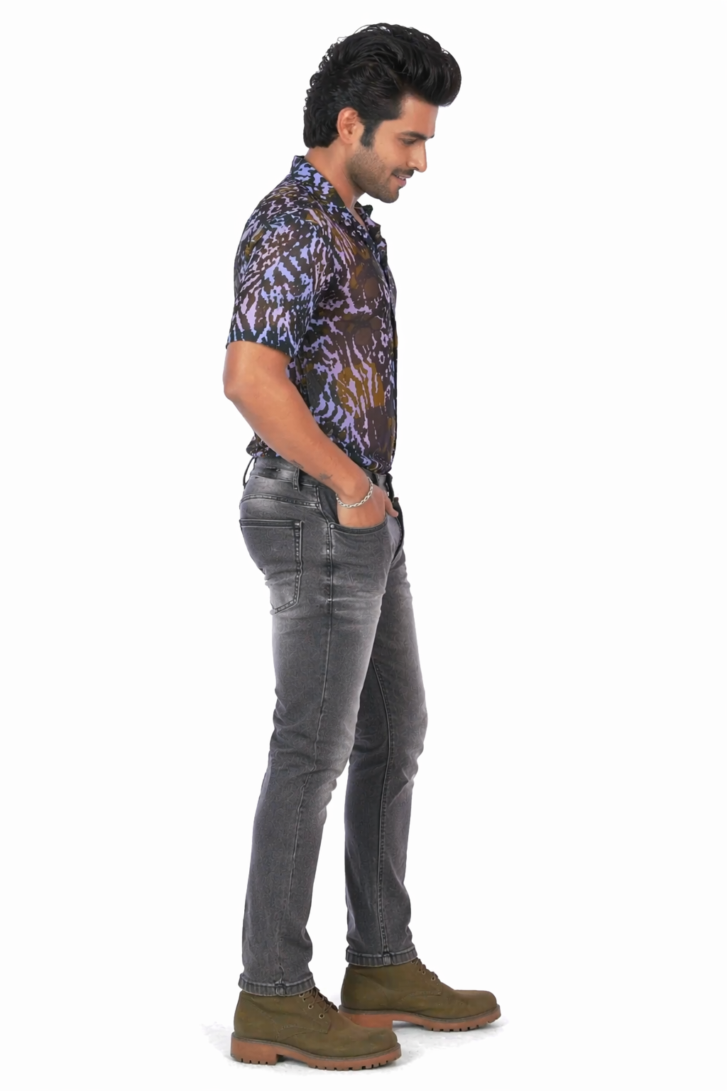 Men’s Charcoal Grey Washed Slim Fit Stretch Denim Jeans – Casual Stylish Jeans for Men D.No.4221