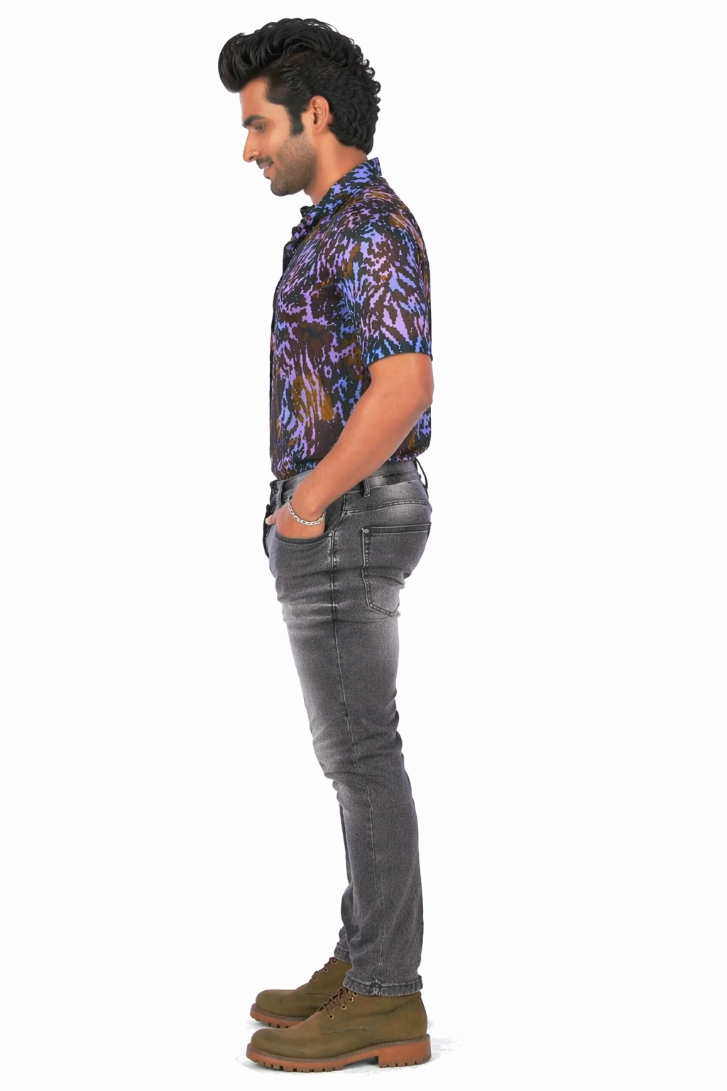 Men’s Charcoal Grey Washed Slim Fit Stretch Denim Jeans – Casual Stylish Jeans for Men D.No.4221