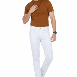 Men’s White Gold Slim Fit Casual Trouser – Premium Stretch Cotton Stylish Formal & Casual Pant for Men