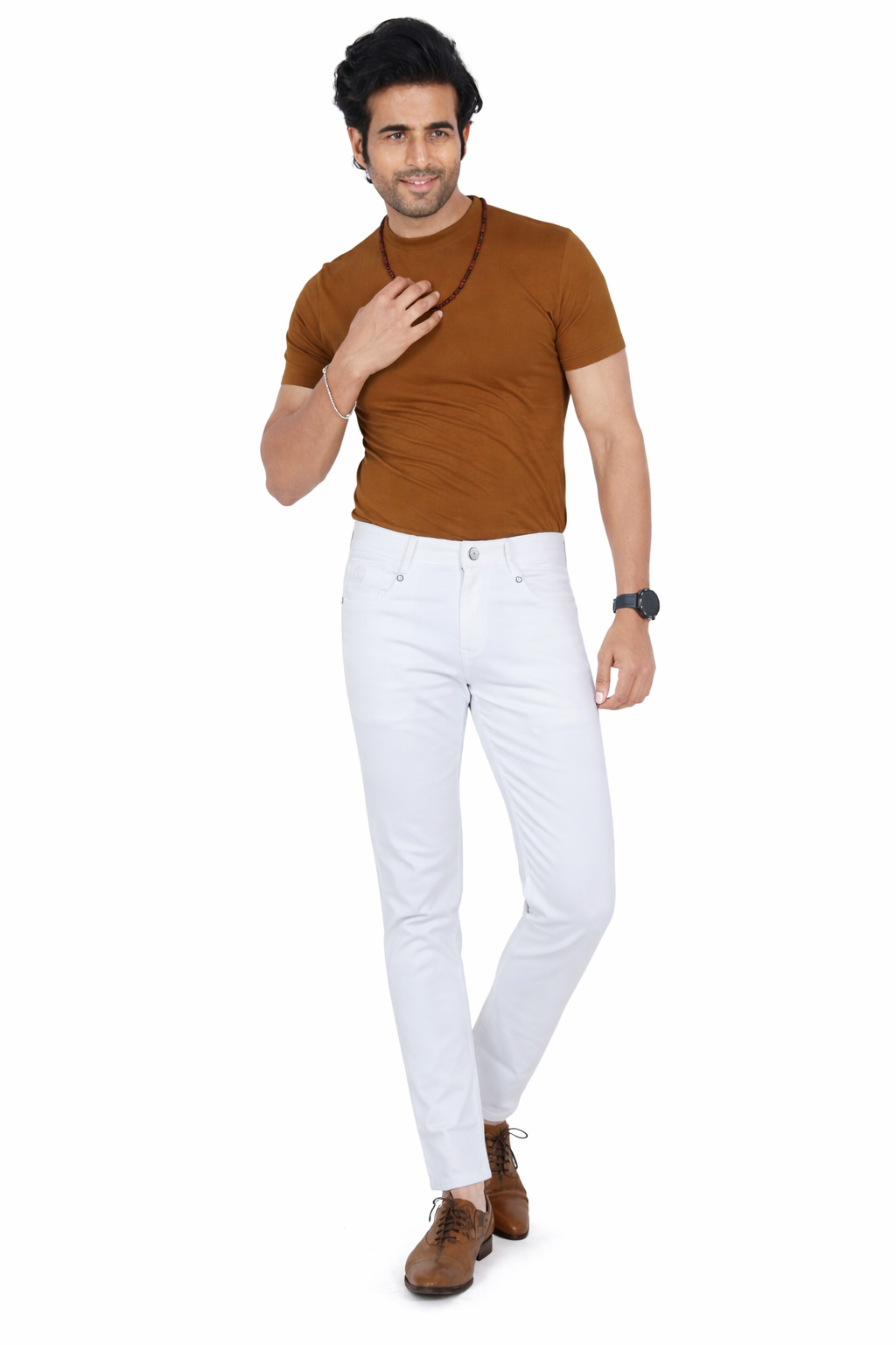 Men’s White Gold Slim Fit Casual Trouser – Premium Stretch Cotton Stylish Formal & Casual Pant for Men