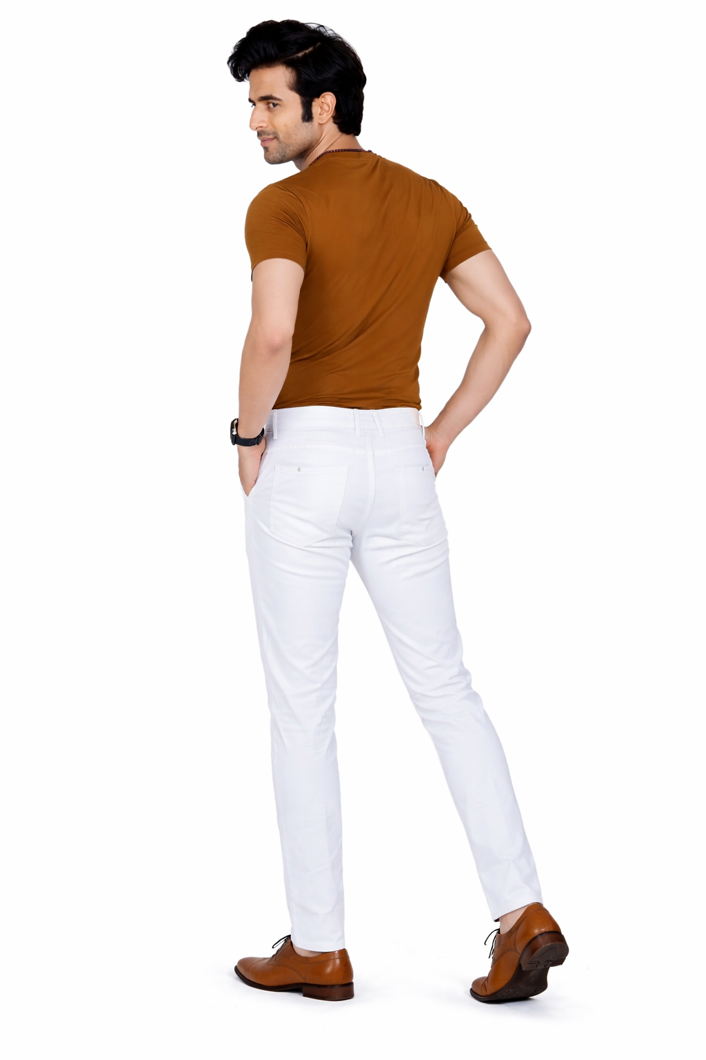 Men’s White Gold Slim Fit Casual Trouser – Premium Stretch Cotton Stylish Formal & Casual Pant for Men