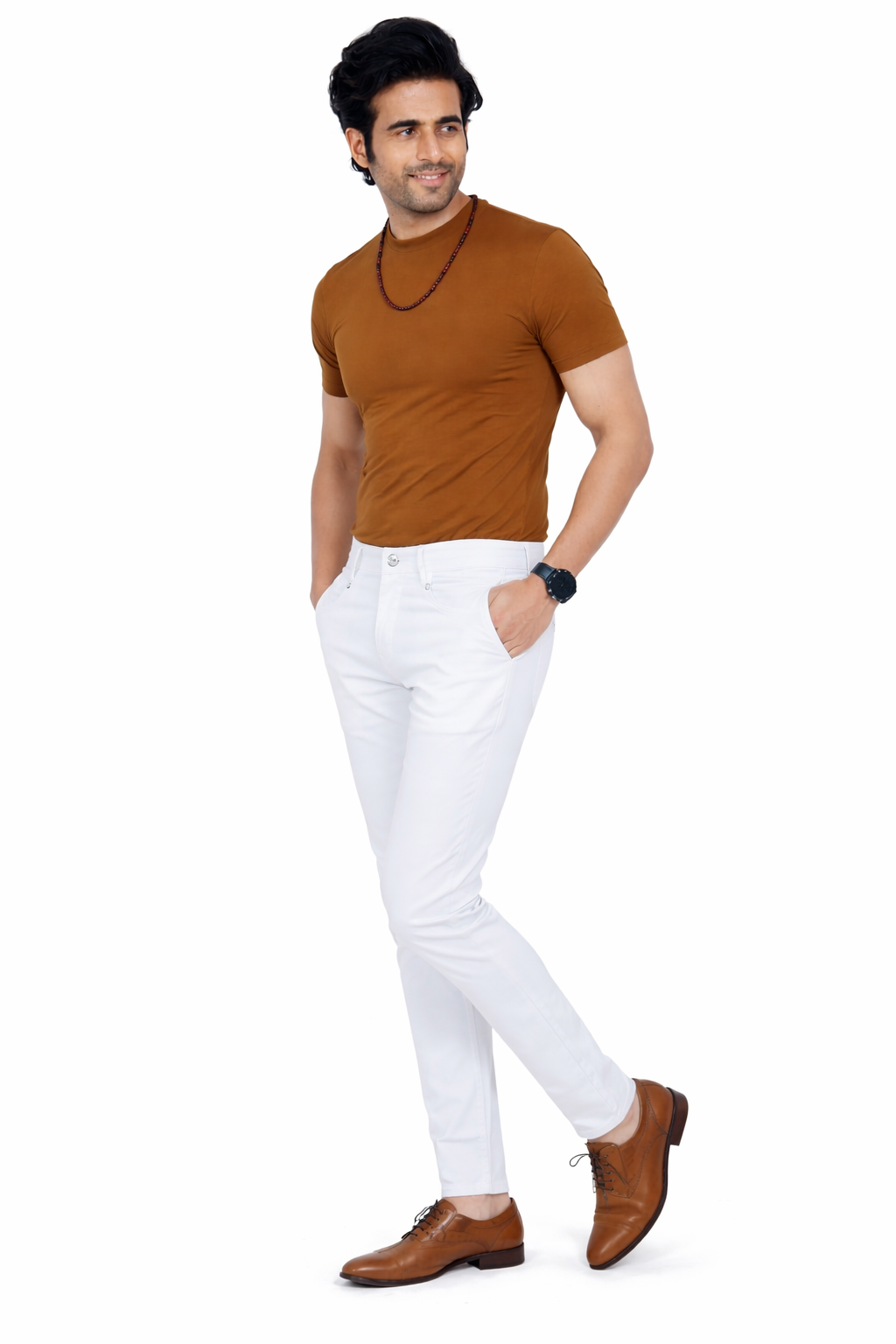 Men’s White Gold Slim Fit Casual Trouser – Premium Stretch Cotton Stylish Formal & Casual Pant for Men