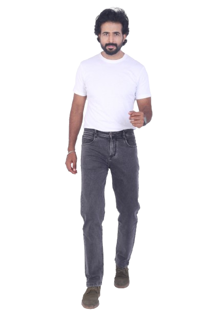 Men's Regular Fit Carbon Grey Denim Jeans | Design No. 4308 | Premium Stretch Denim
