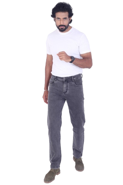 Men's Regular Fit Carbon Grey Denim Jeans | Design No. 4308 | Premium Stretch Denim
