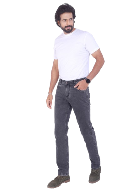 Men's Regular Fit Carbon Grey Denim Jeans | Design No. 4308 | Premium Stretch Denim