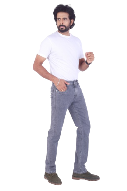 Men's Regular Fit Light Grey Denim Jeans | Design No. 4318 | Premium Stretch Denim