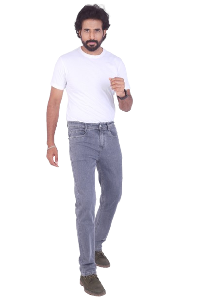 Men's Regular Fit Light Grey Denim Jeans | Design No. 4318 | Premium Stretch Denim