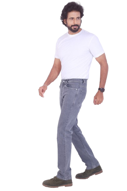 Men's Regular Fit Light Grey Denim Jeans | Design No. 4318 | Premium Stretch Denim